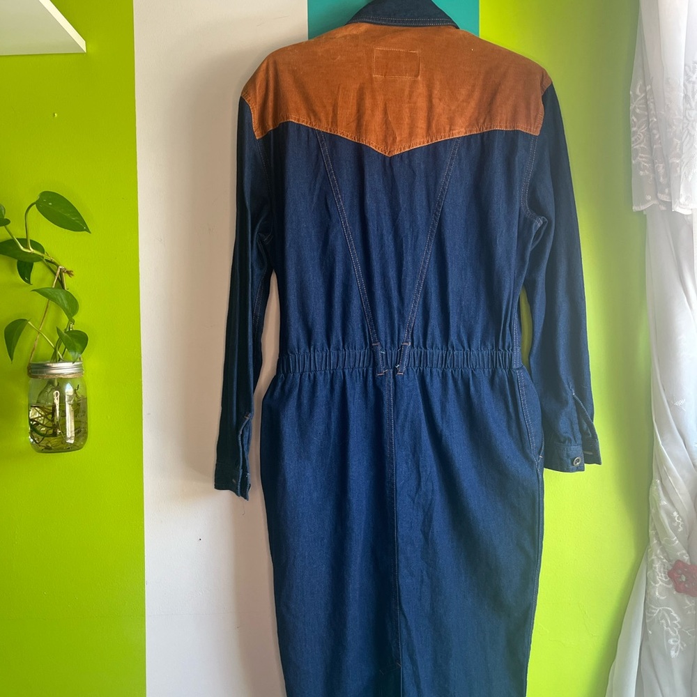 Denim Corduroy Western Dress - Picture 5 of 7